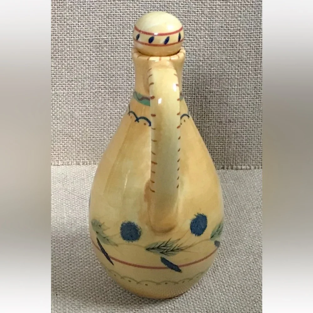 Le Vinaigre Yellow Vinegar Cruet Hand Painted French Parisian Style Cottage Core